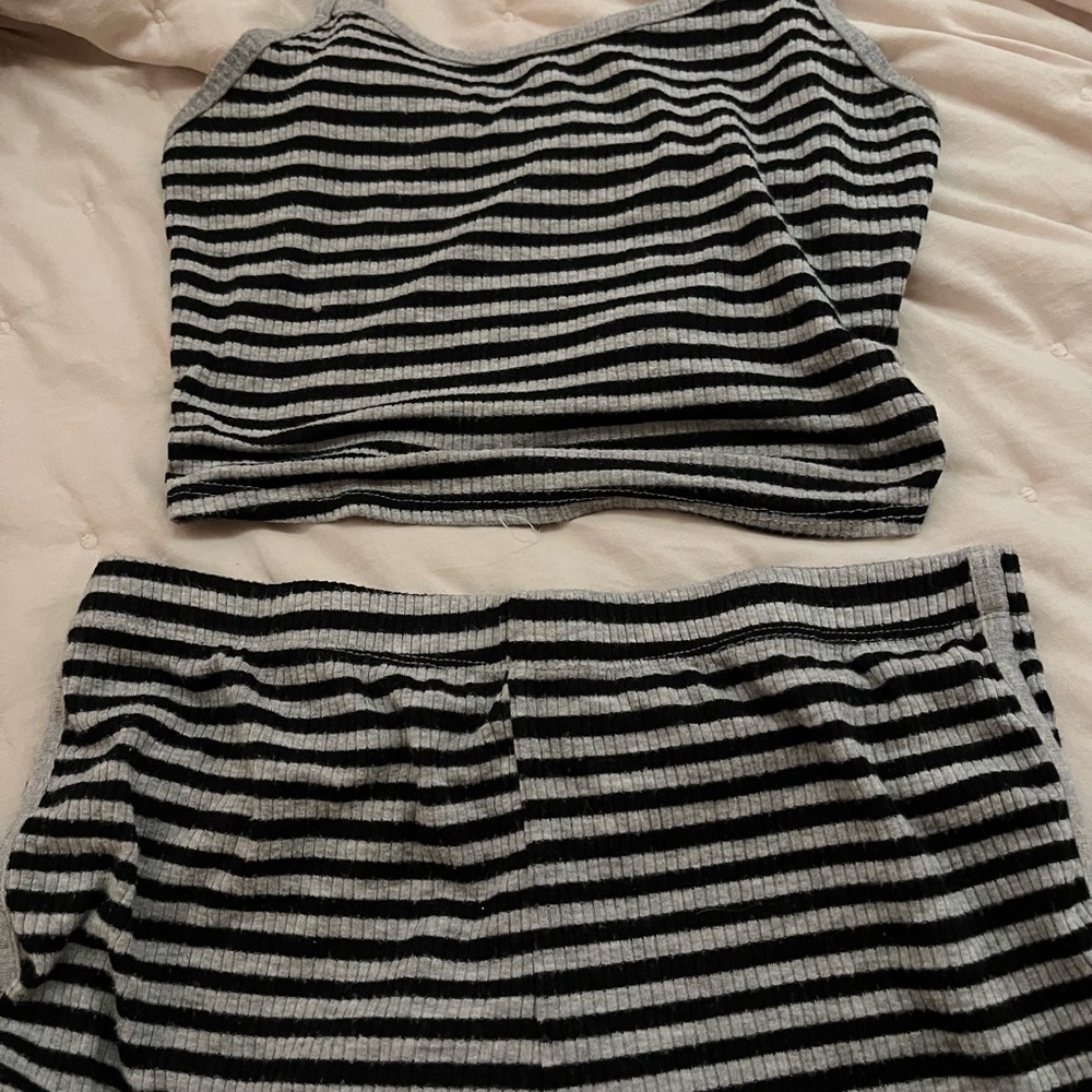 Striped Black and Gray Sleepwear Set